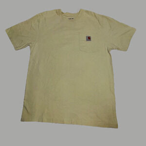 Carhartt Tee Shirt Mens M Lime Green Workwear Short Sleeve Pocket Loose Fit Crew